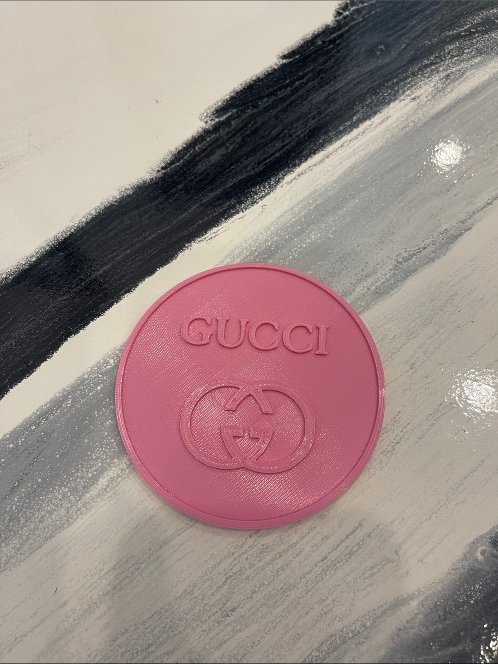 Pink Embossed Logo Round Coaster